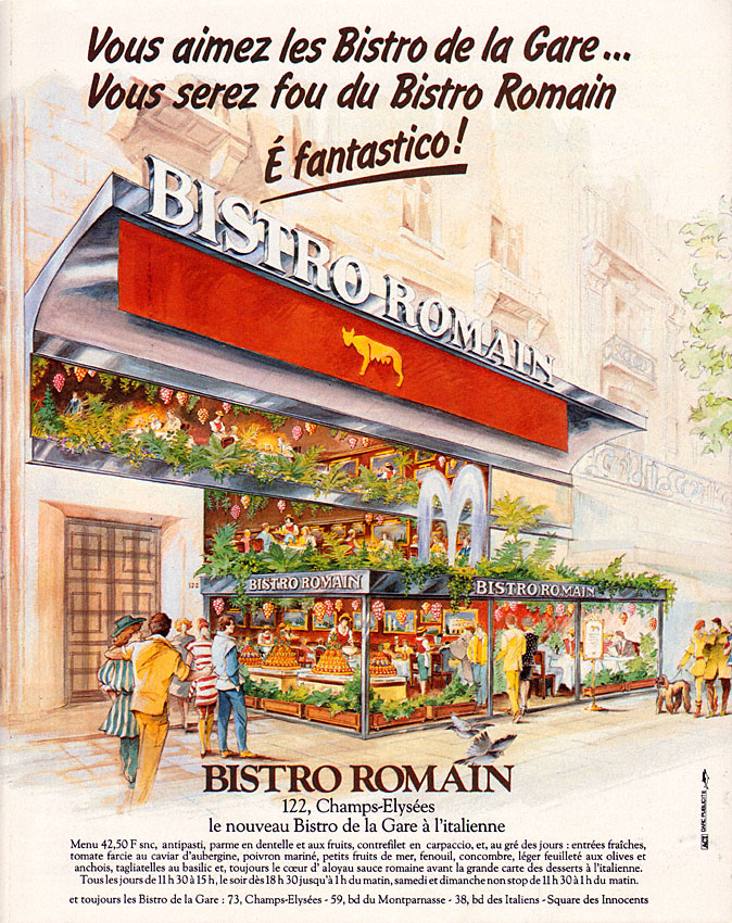 Advert Bistro Romain 1982